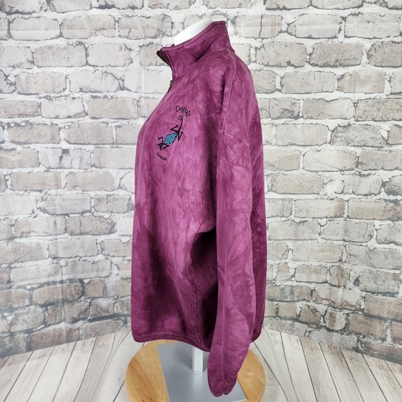 Vintage Dagoli 1/4 Zip Pullover Sweatshirt Indigenous Tie Dye Magenta Medium - Picture 11 of 11